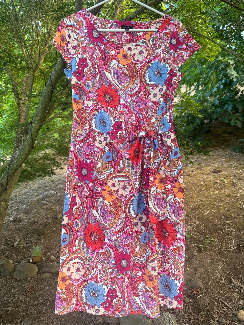 Talbots Island Paisley Tie Detail Jersey Sheath Dress
